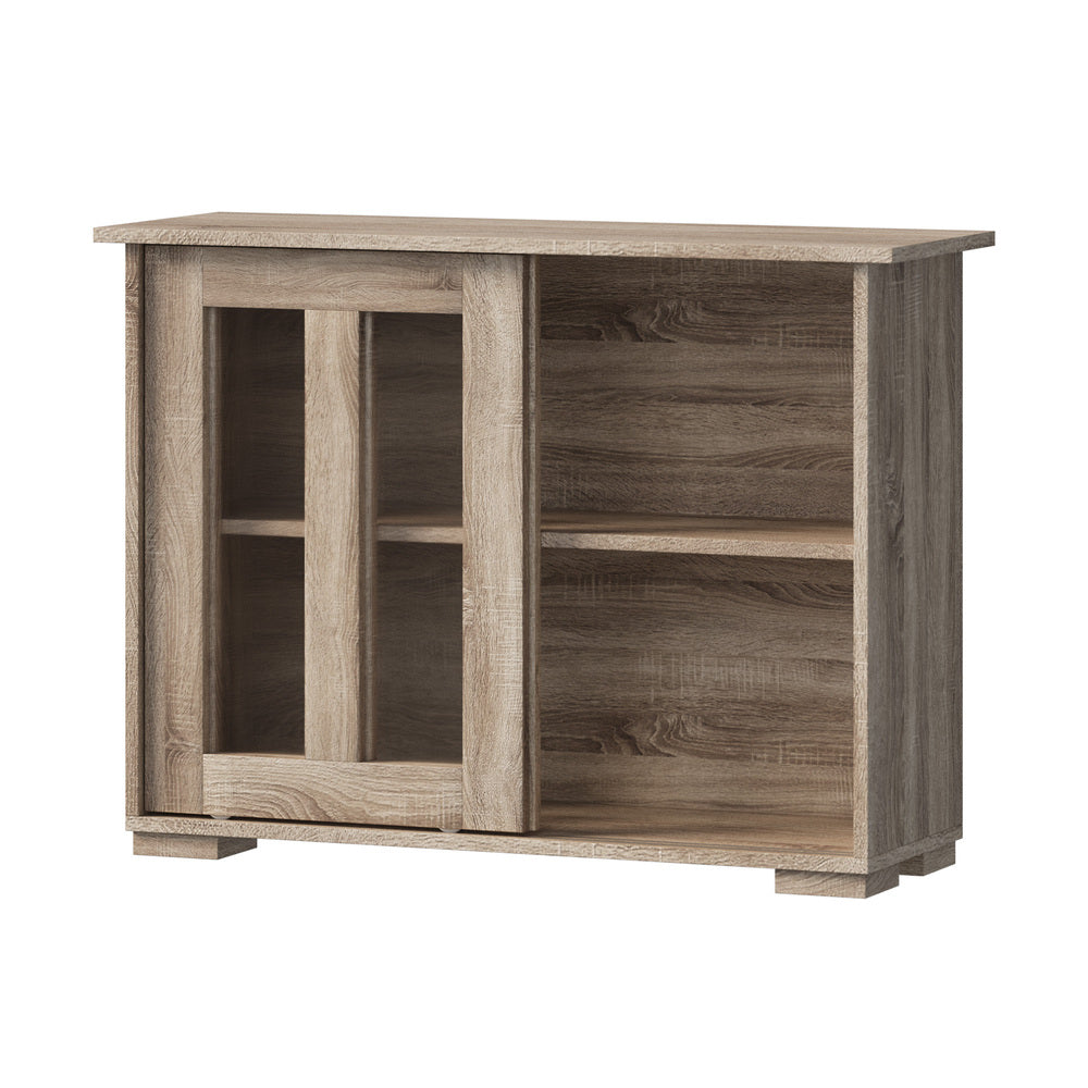 Sideboard Buffet Glass Sliding Door Natural