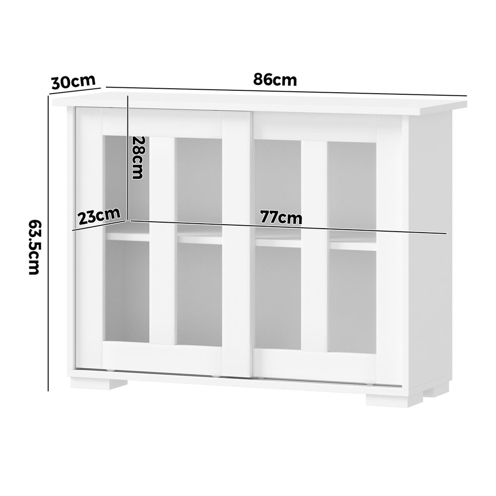 Sideboard Buffet Glass Sliding Door Natural