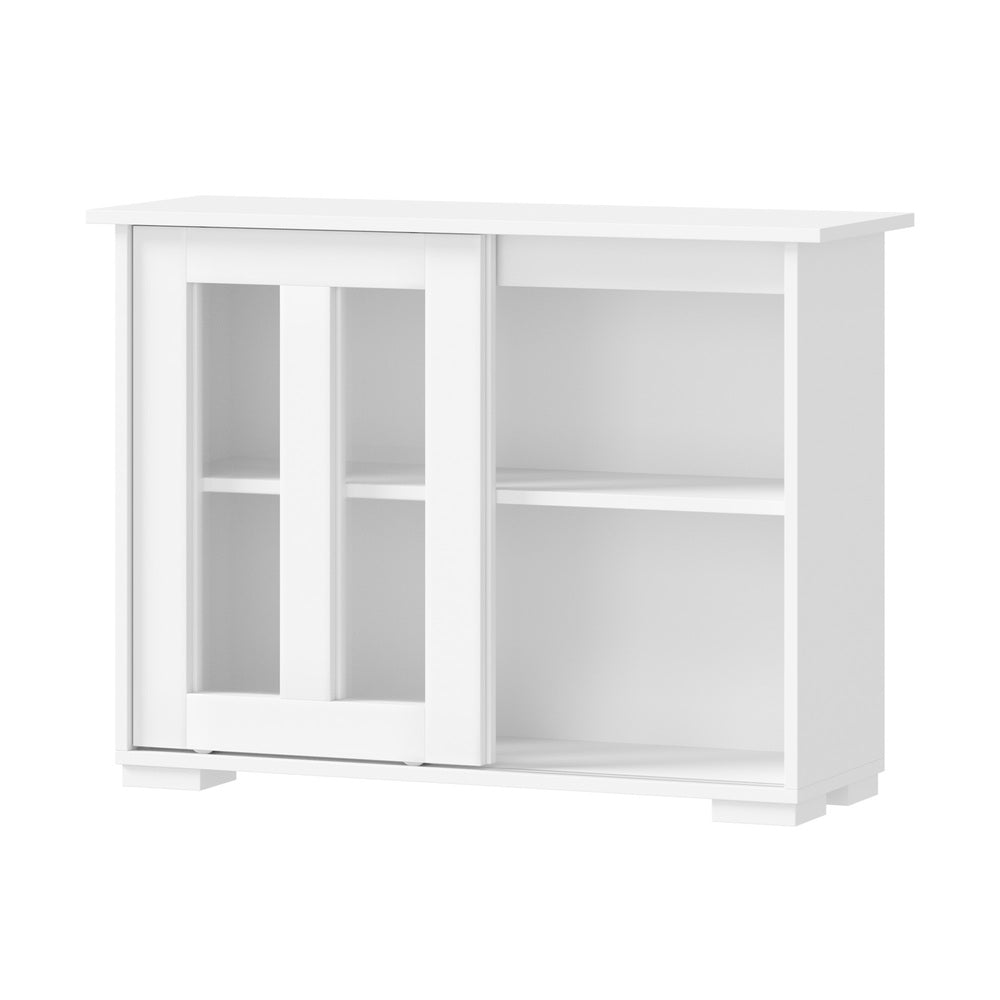 Sideboard Buffet Glass Sliding Door White