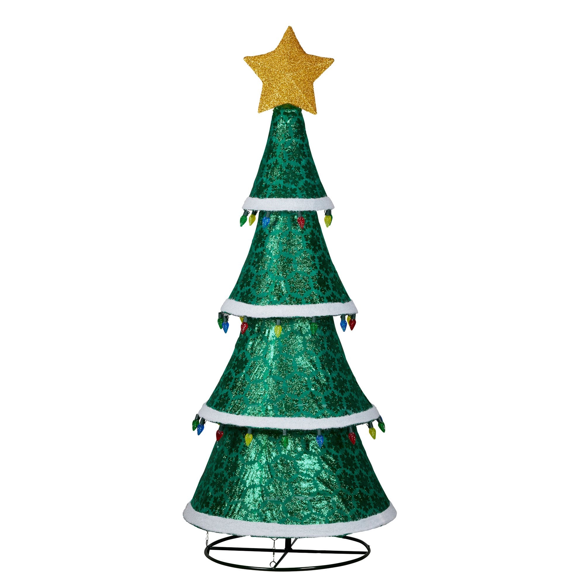 Indoor/Outdoor Tiered Christmas Tree with Lights - 205cm