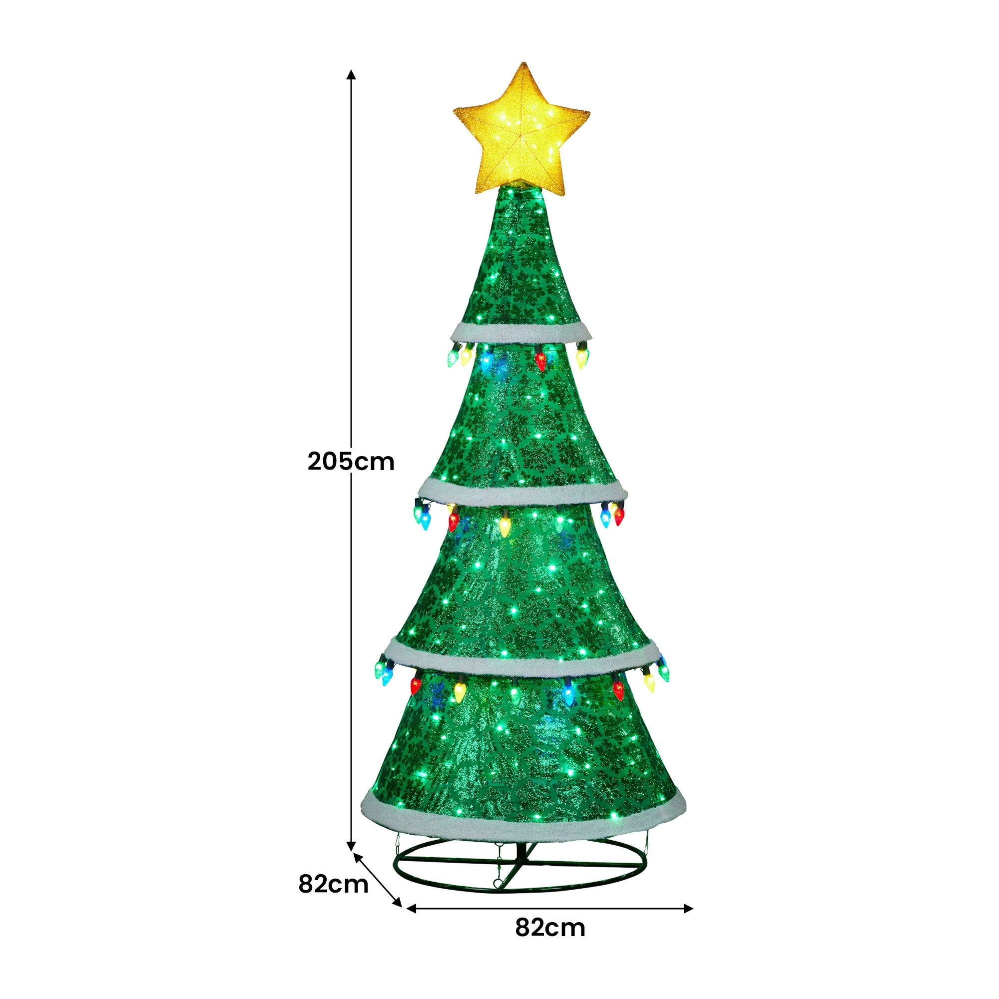 Indoor/Outdoor Tiered Christmas Tree with Lights - 205cm