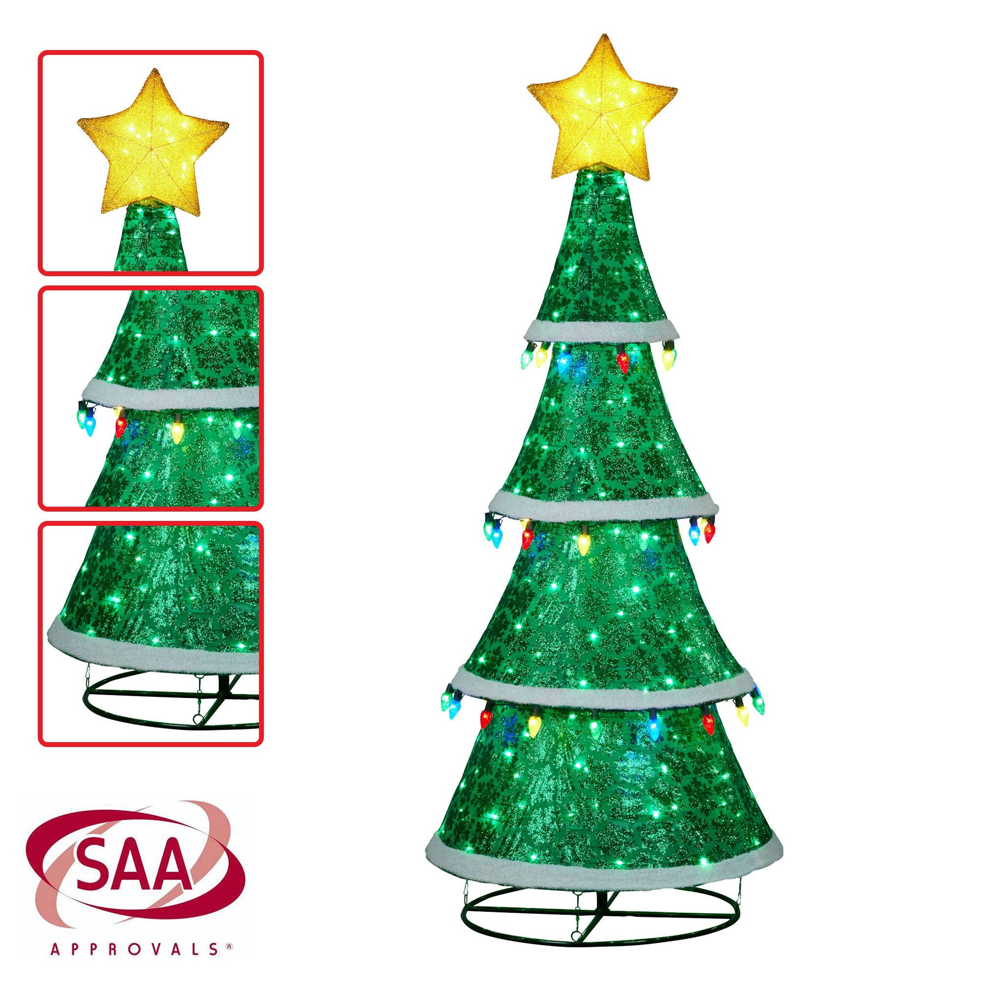 Indoor/Outdoor Tiered Christmas Tree with Lights - 205cm