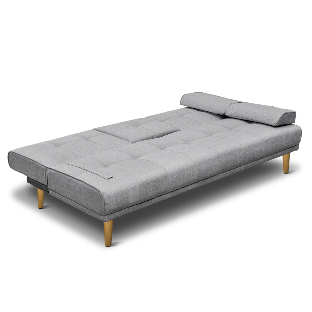 Sofa Bed 188CM Grey Linen