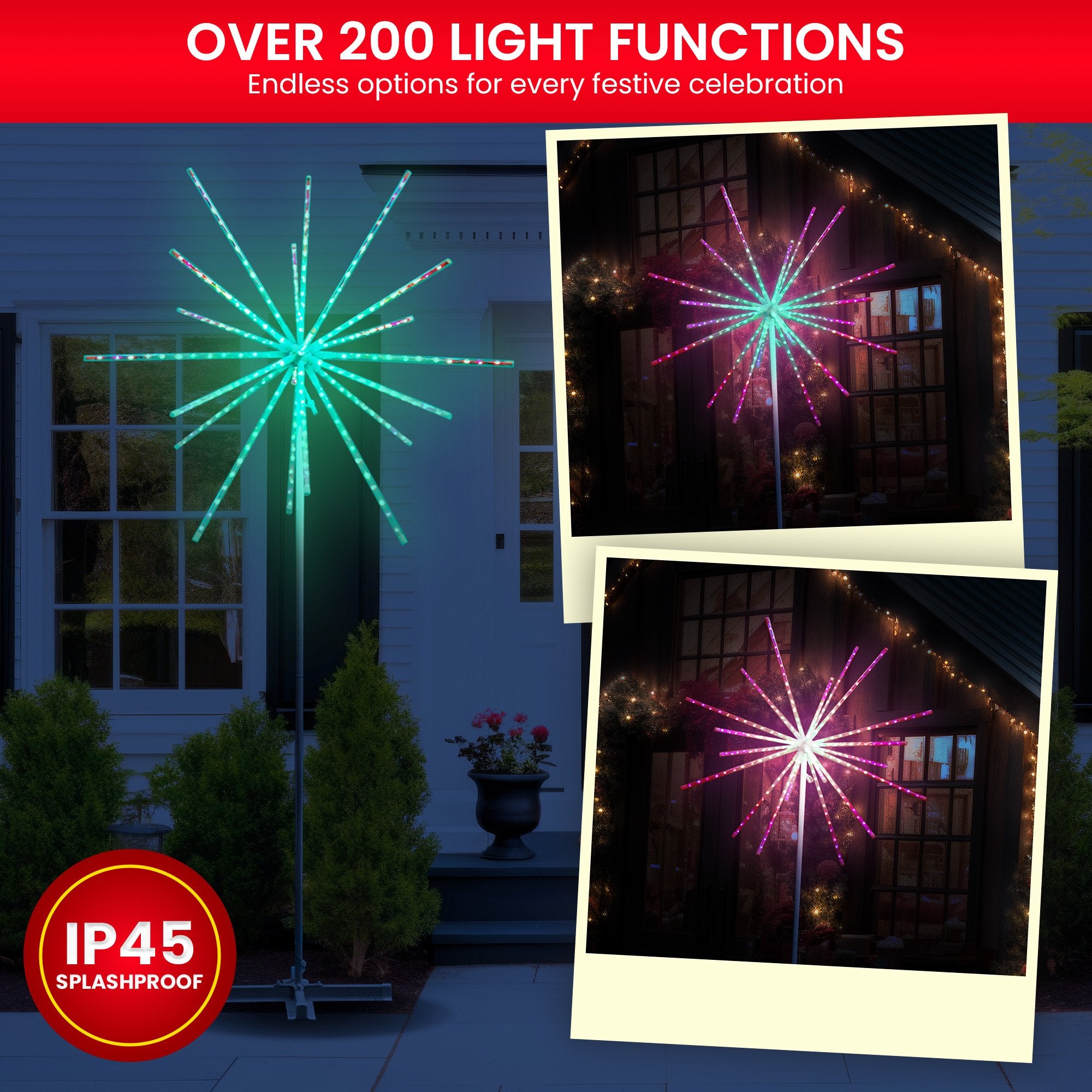 Outdoor Christmas Light Starburst Display - 270cm