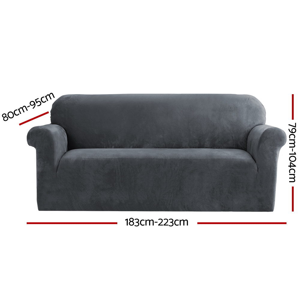 Sofa Cover Couch Covers 3 Seater Velvet Grey