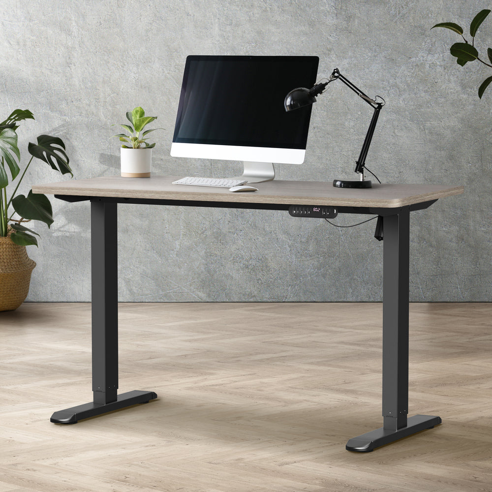 Electric Standing Desk Single Motor Black&Grey-Oak 140CM