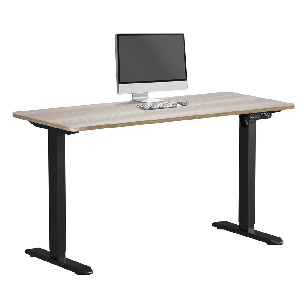 Electric Standing Desk Single Motor Black&Grey-Oak 140CM