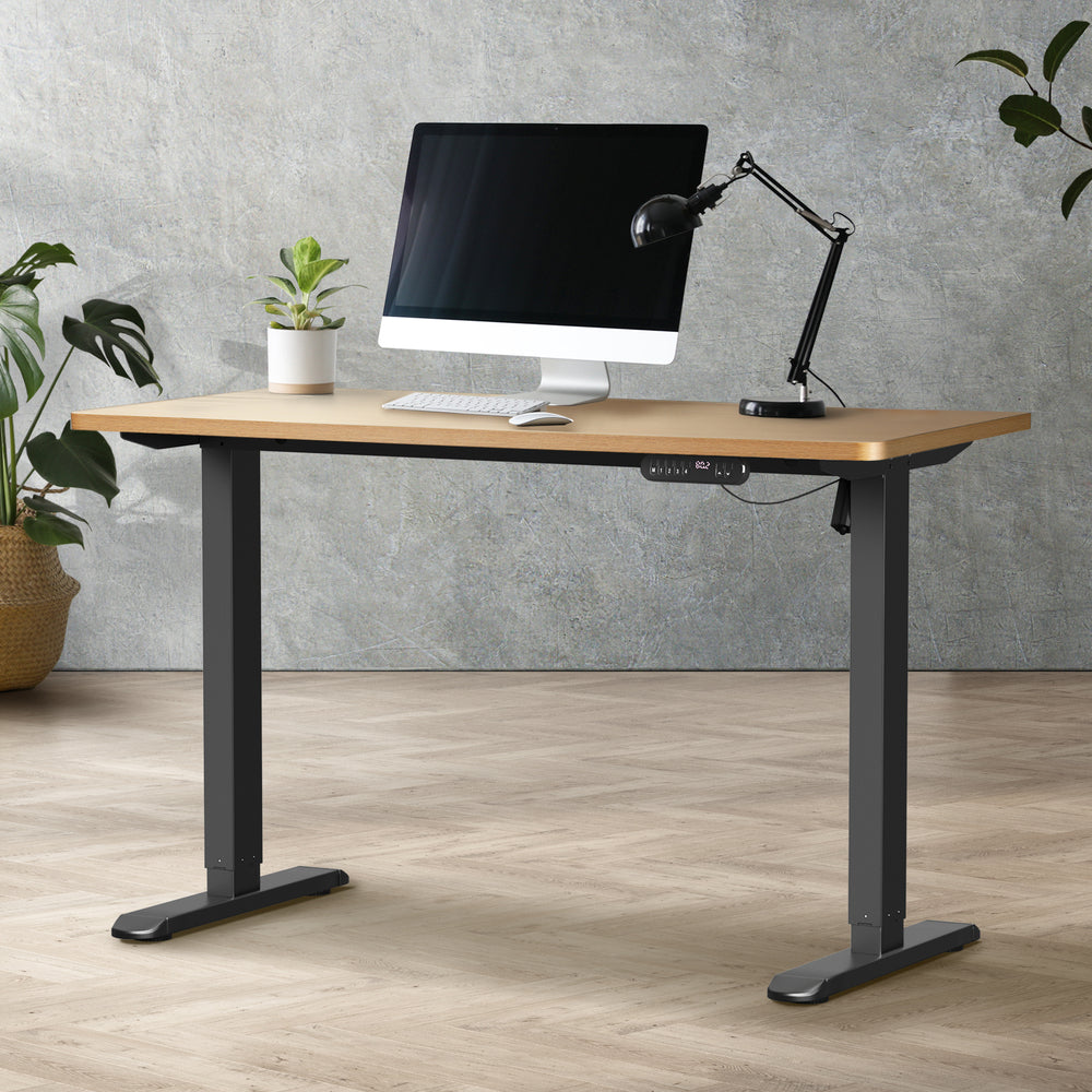 Electric Standing Desk Single Motor Black&Grey-Oak 140CM