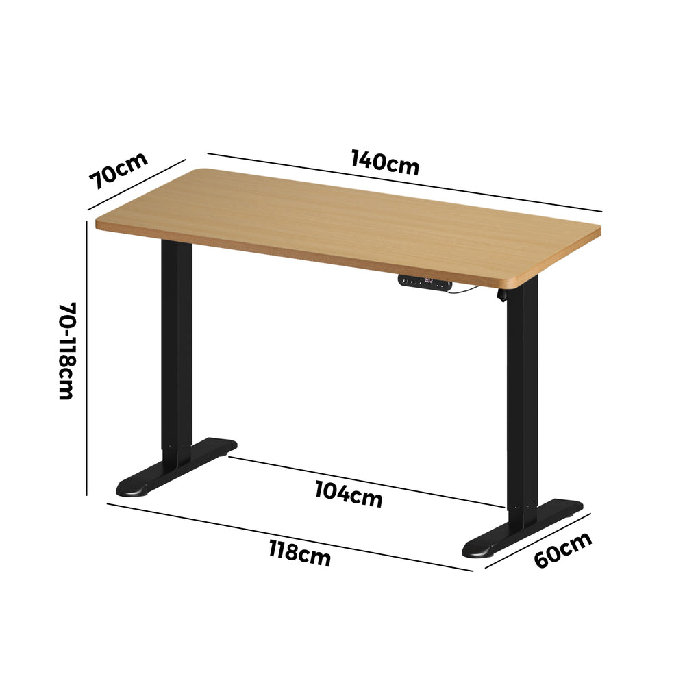 Electric Standing Desk Single Motor Black&Grey-Oak 140CM