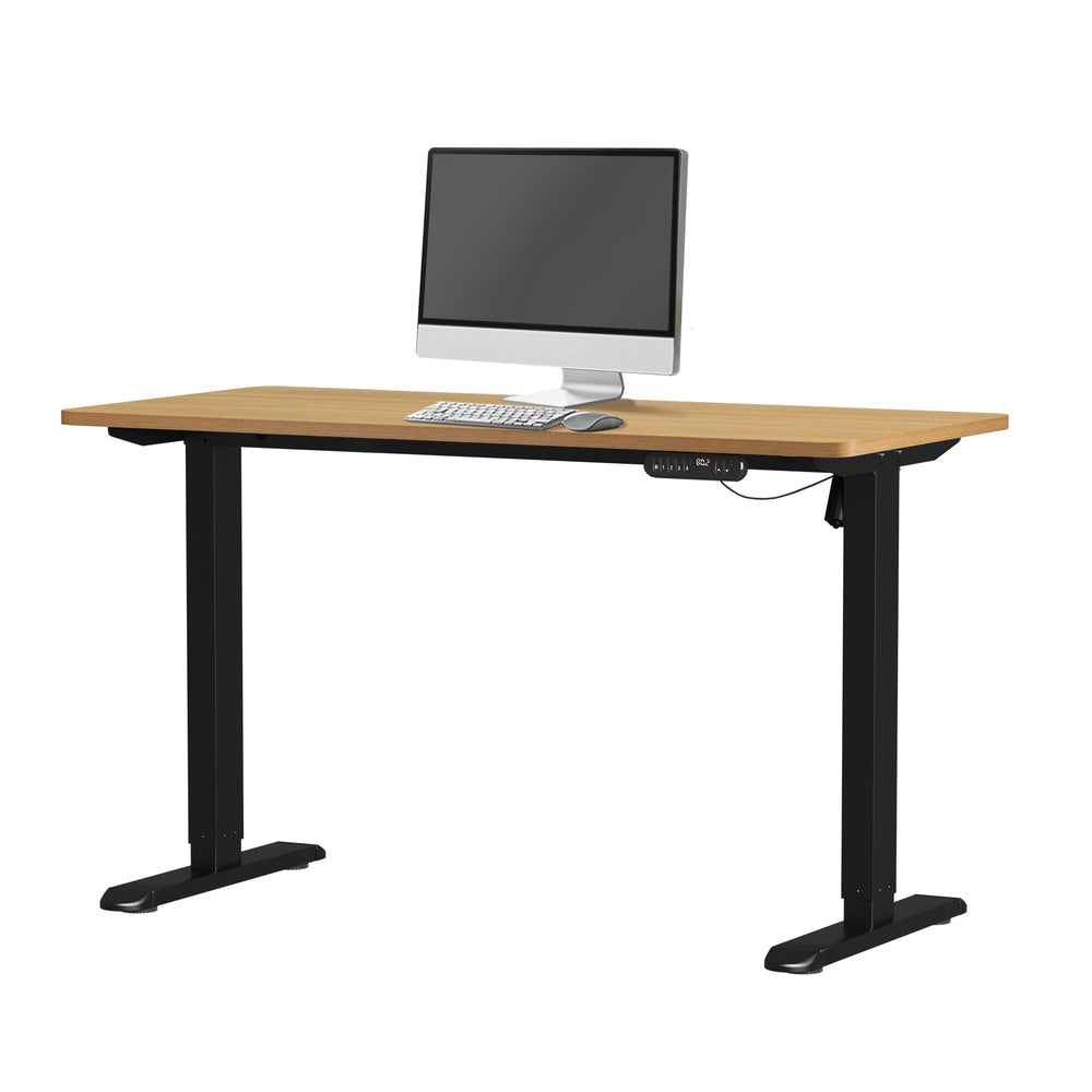 Electric Standing Desk Single Motor Black&Grey-Oak 140CM