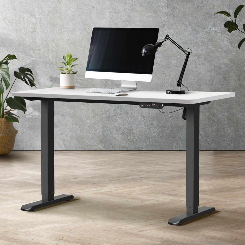 Electric Standing Desk Single Motor Black&Grey-Oak 140CM