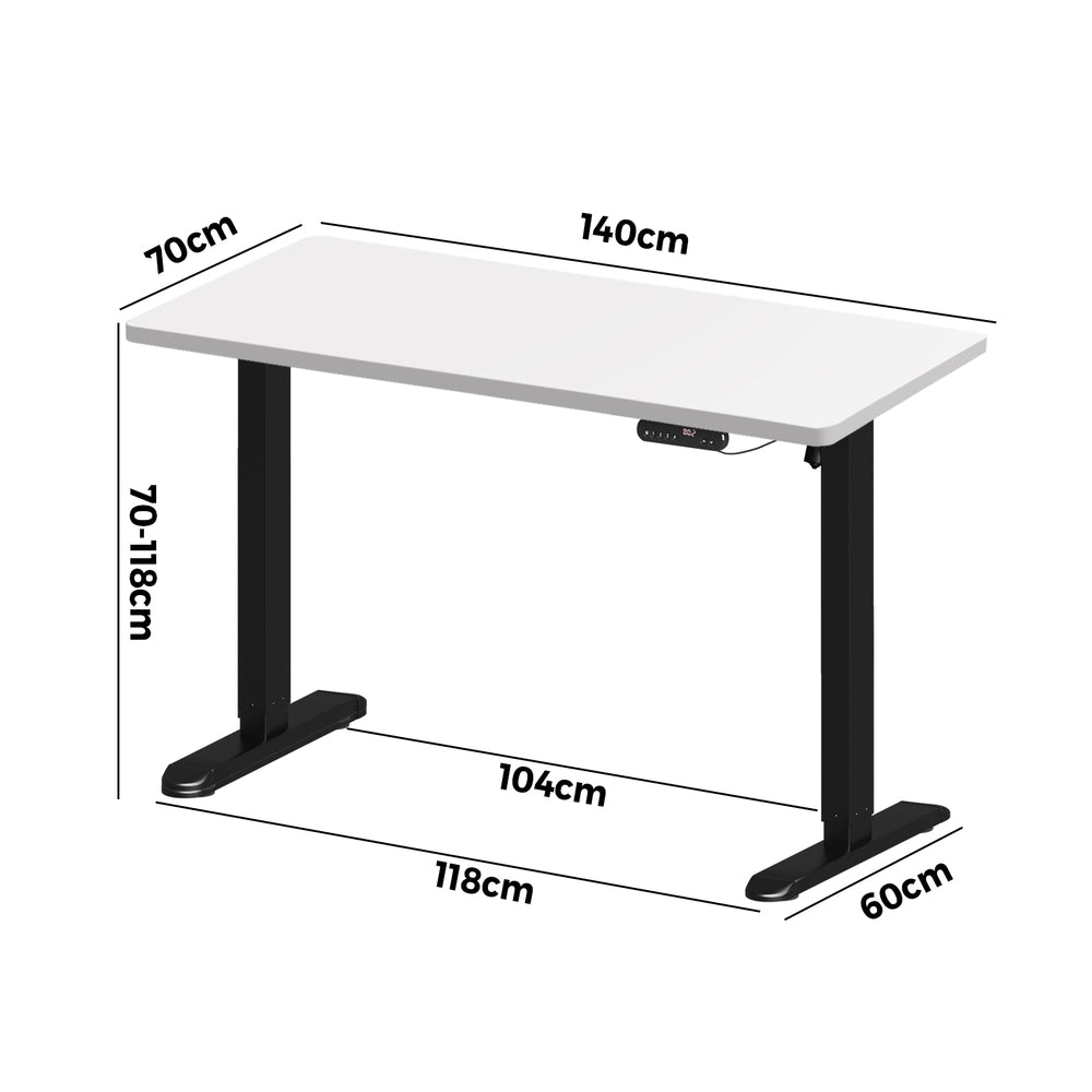 Electric Standing Desk Single Motor Black&Grey-Oak 140CM