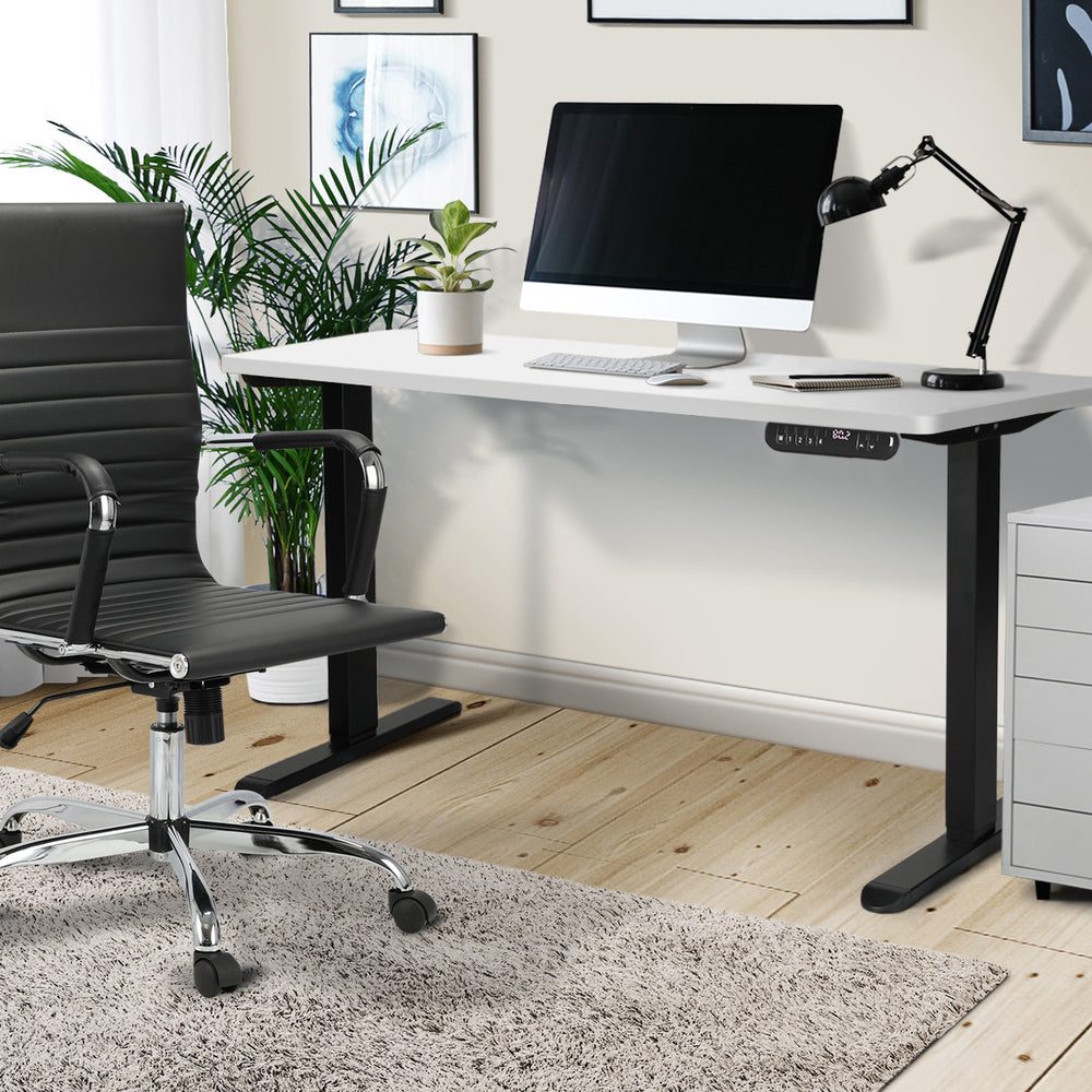 Electric Standing Desk Single Motor Black&Grey-Oak 140CM