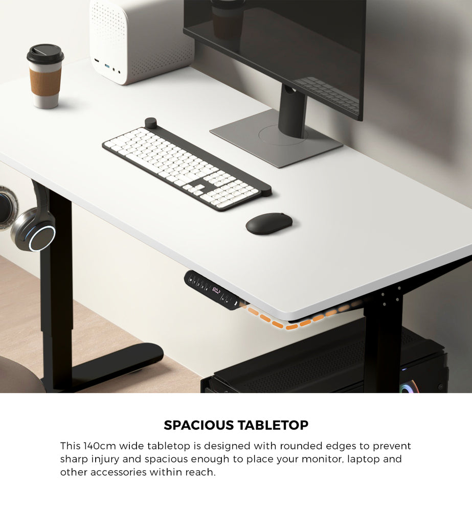 Electric Standing Desk Single Motor Black&Grey-Oak 140CM