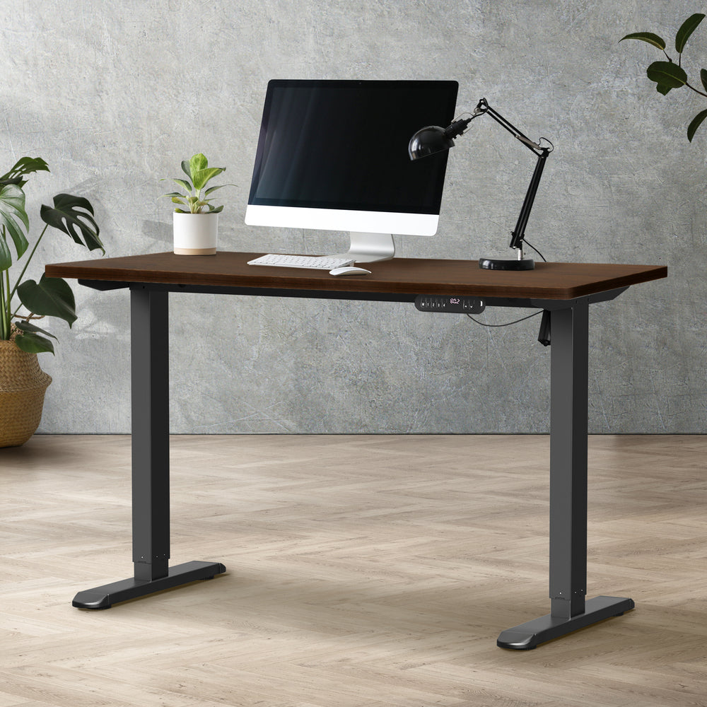 Electric Standing Desk Single Motor Black&Grey-Oak 140CM