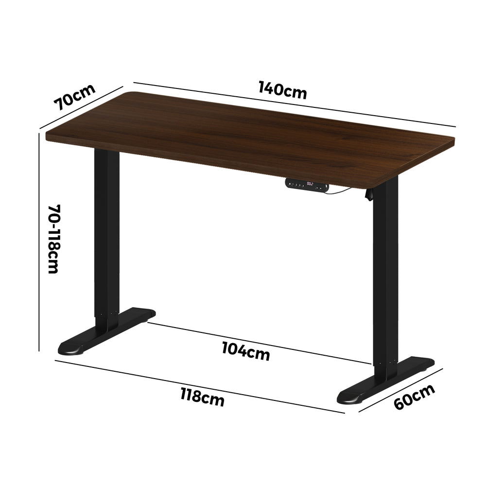 Electric Standing Desk Single Motor Black&Grey-Oak 140CM