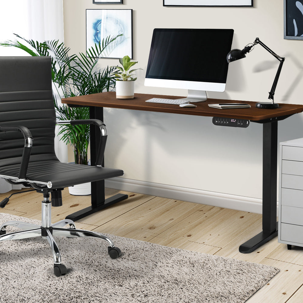 Electric Standing Desk Single Motor Black&Grey-Oak 140CM