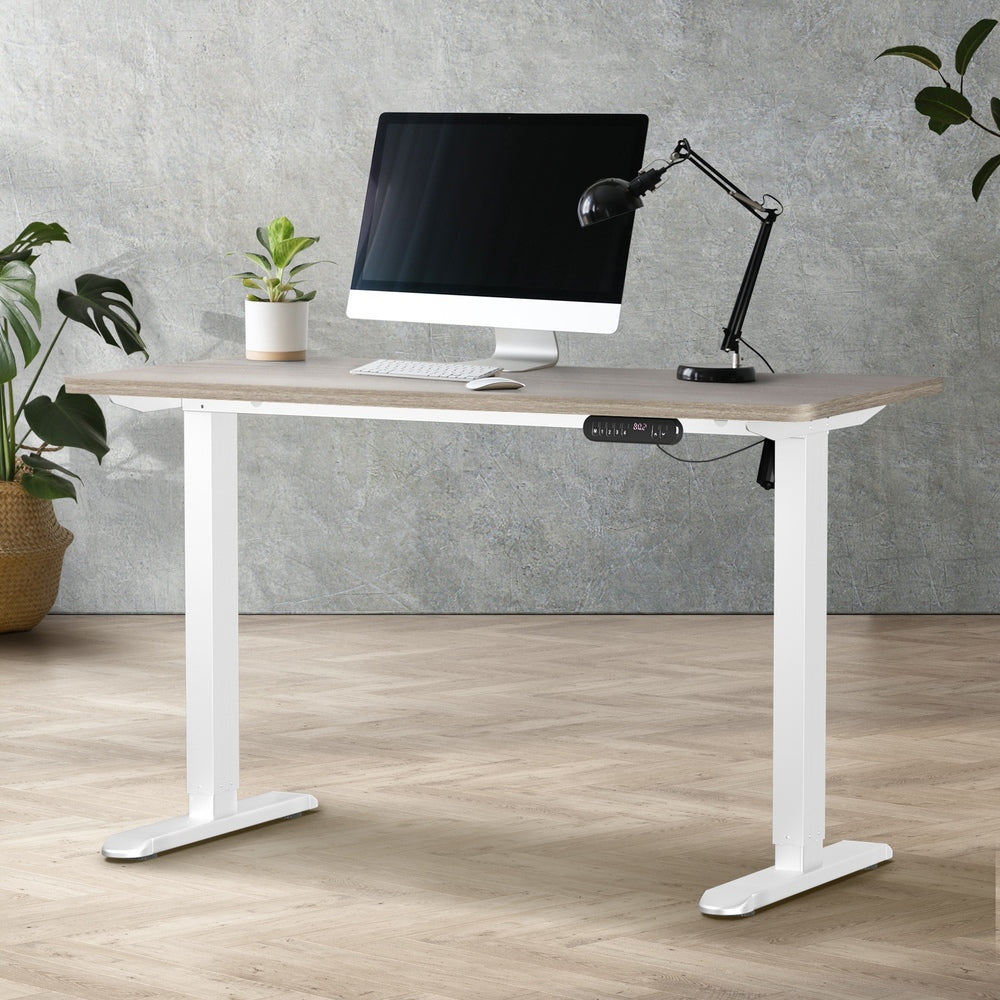 Electric Standing Desk Single Motor Black&Grey-Oak 140CM