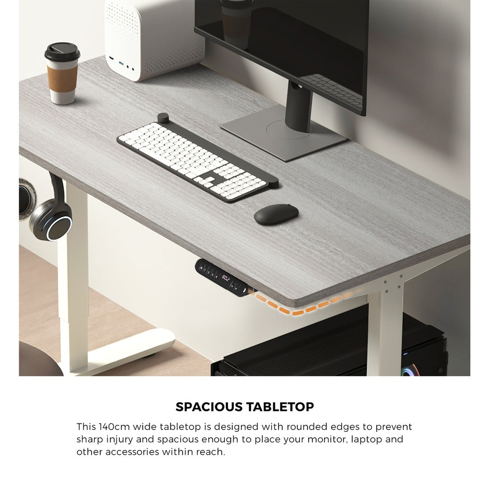 Electric Standing Desk Single Motor Black&Grey-Oak 140CM