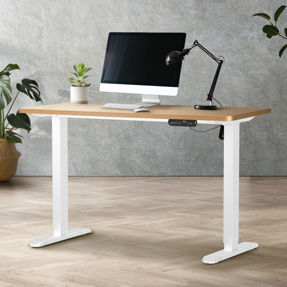 Electric Standing Desk Single Motor Black&Grey-Oak 140CM