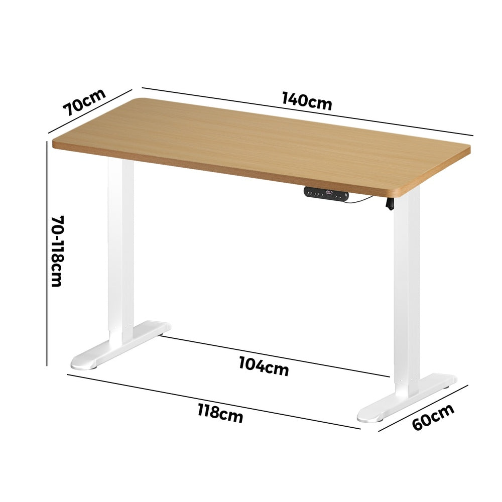 Electric Standing Desk Single Motor Black&Grey-Oak 140CM