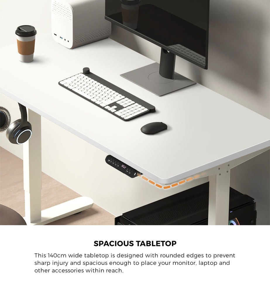 Electric Standing Desk Single Motor Black&Grey-Oak 140CM