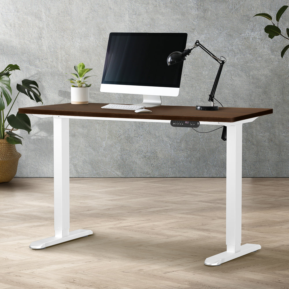 Electric Standing Desk Single Motor Black&Grey-Oak 140CM