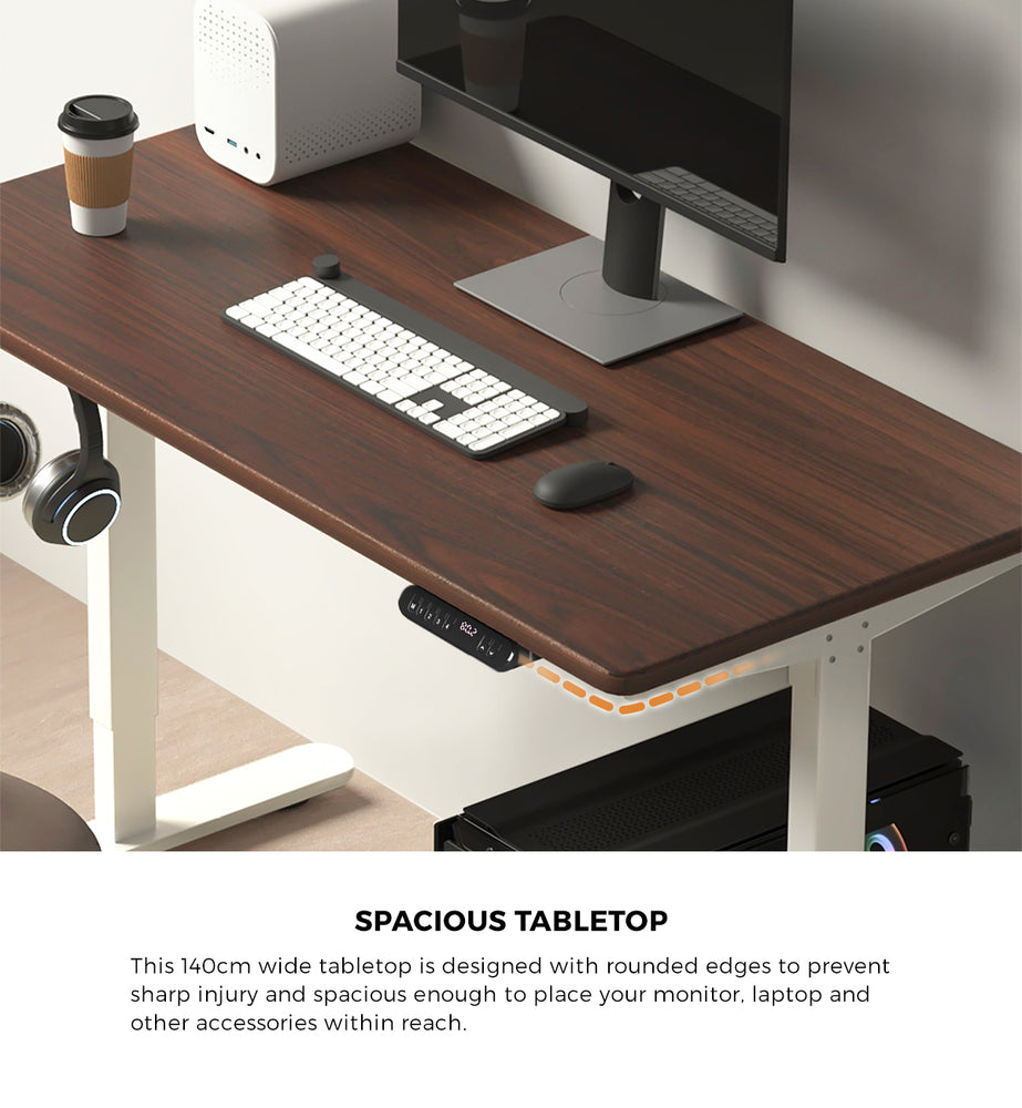 Electric Standing Desk Single Motor Black&Grey-Oak 140CM