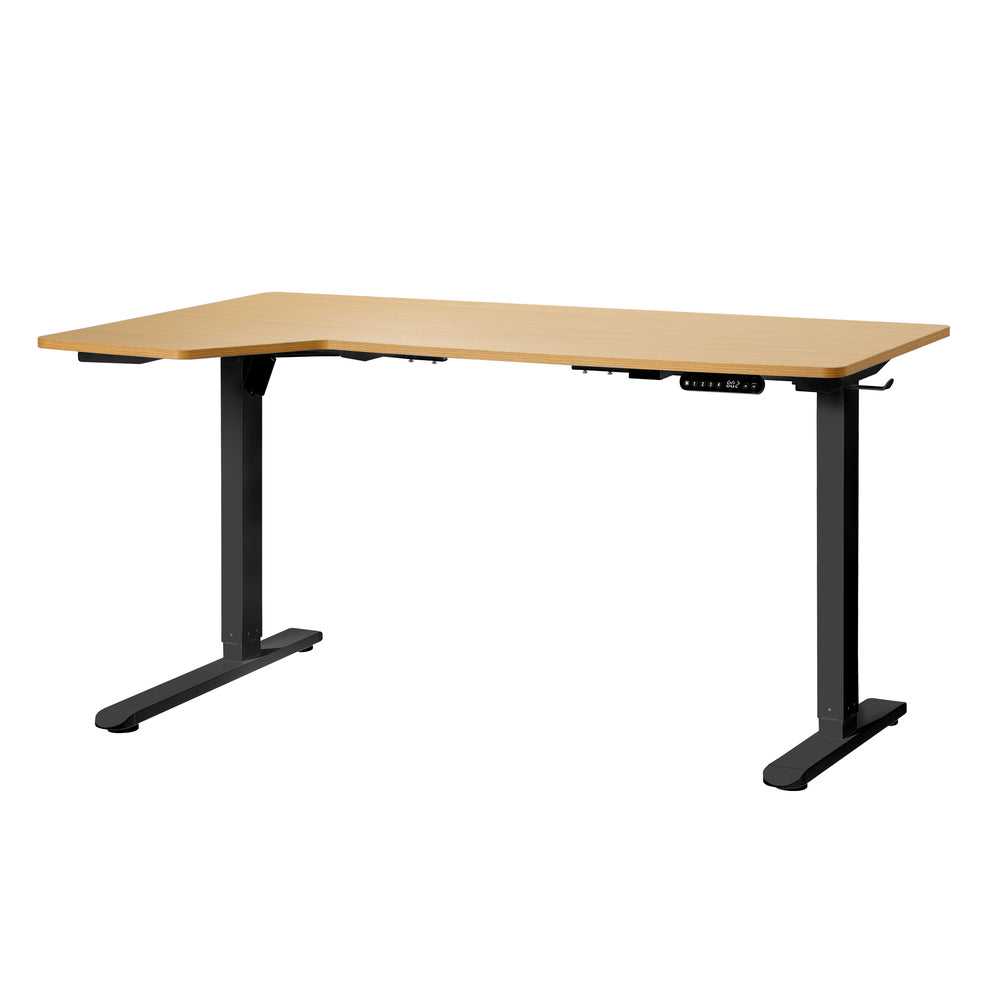 L-shape Electric Standing Desk Single Motor 145CM Black&Oak