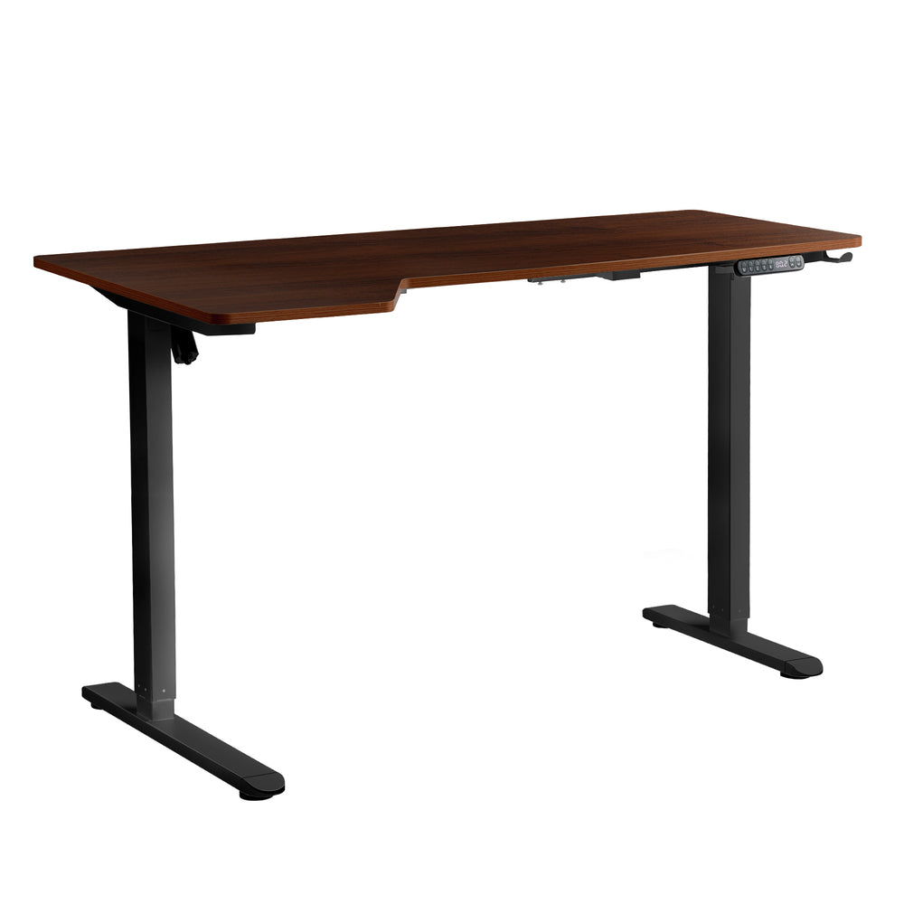 L-shape Electric Standing Desk Single Motor 145CM Black&Oak