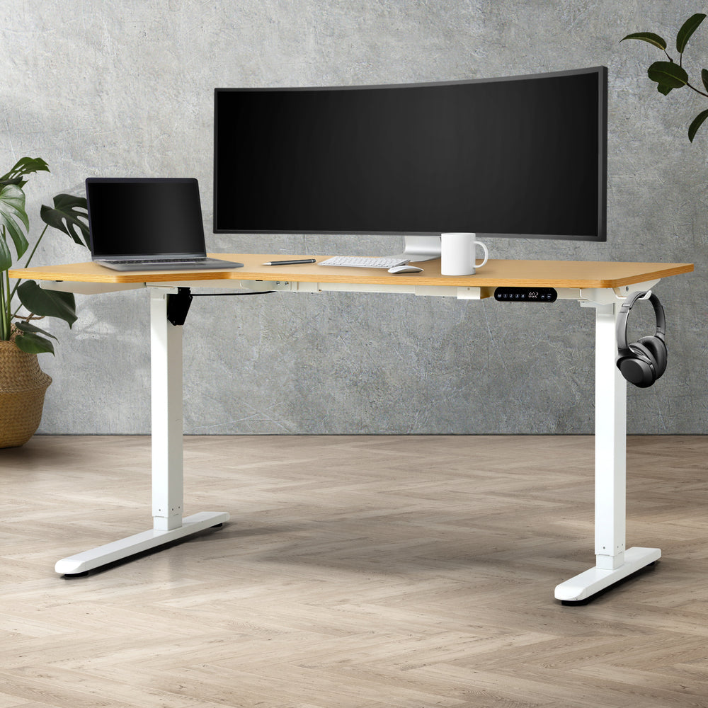 L-shape Electric Standing Desk Single Motor 145CM Black&Oak