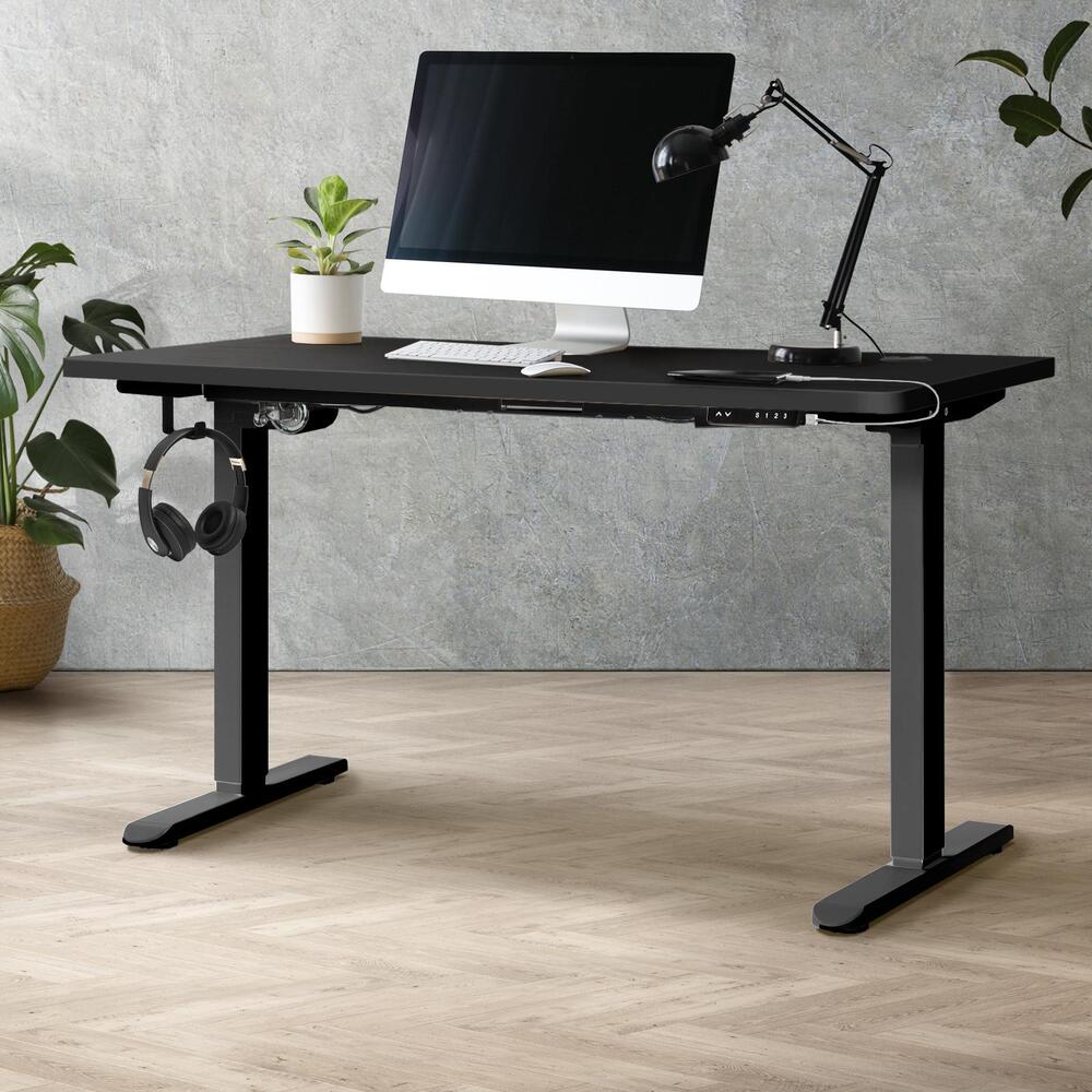 Standing Desk Electric Height Adjustable Motorised Sit Stand Desk Rise Black Top and Black Frame