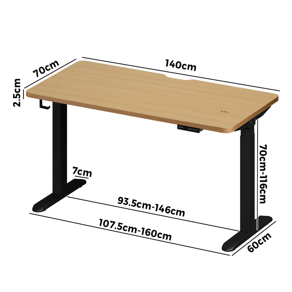 Standing Desk Wireless Charging Dual Motor 140CM Black/White