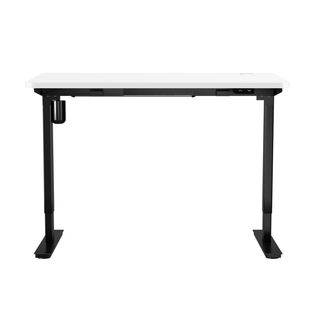 Electric Standing Desk Single Motor Height Adjustable Sit Stand Table Black and White 120cm