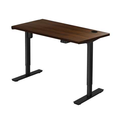 Electric Standing Desk Single Motor Height Adjustable Sit Stand Table Black and Walnut 150cm