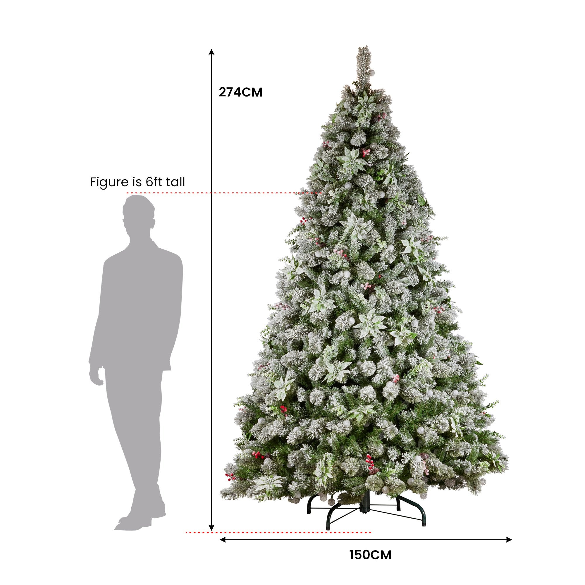 Snowy Crown Pine 2.7m Multicolour Pre-Lit Christmas Tree with 2429 Tips