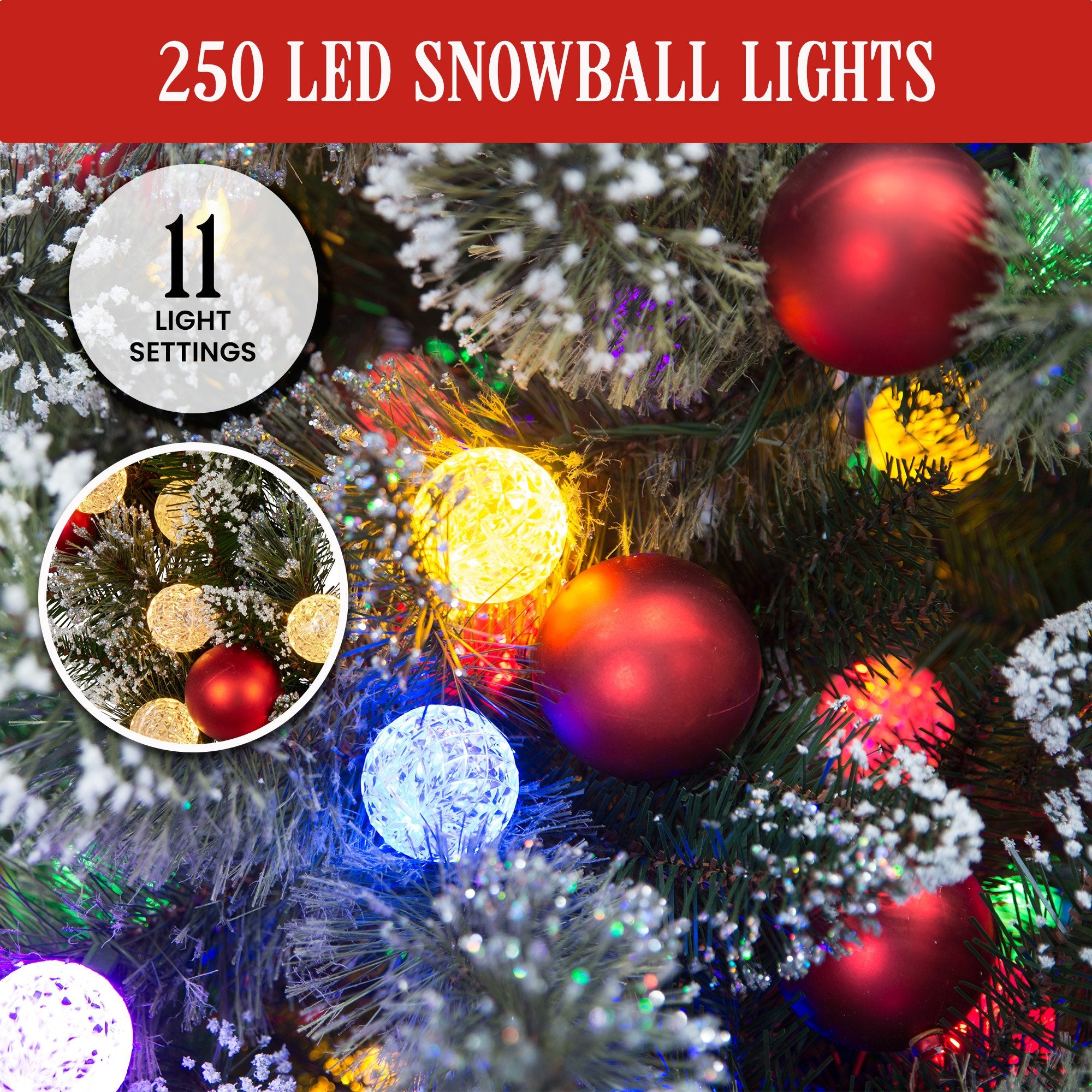 Snowy Bristle 1.8m Multicolour Pre-Lit Christmas Tree with 948 Tips