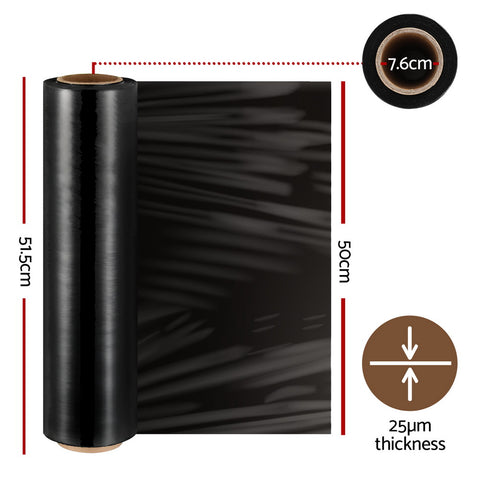 500mm x 400m Black Stretch Film Pallet Shrink Wrap - 1 Roll