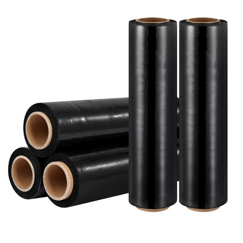 500mm x 400m Black Stretch Film Pallet Shrink Wrap - 5 Rolls