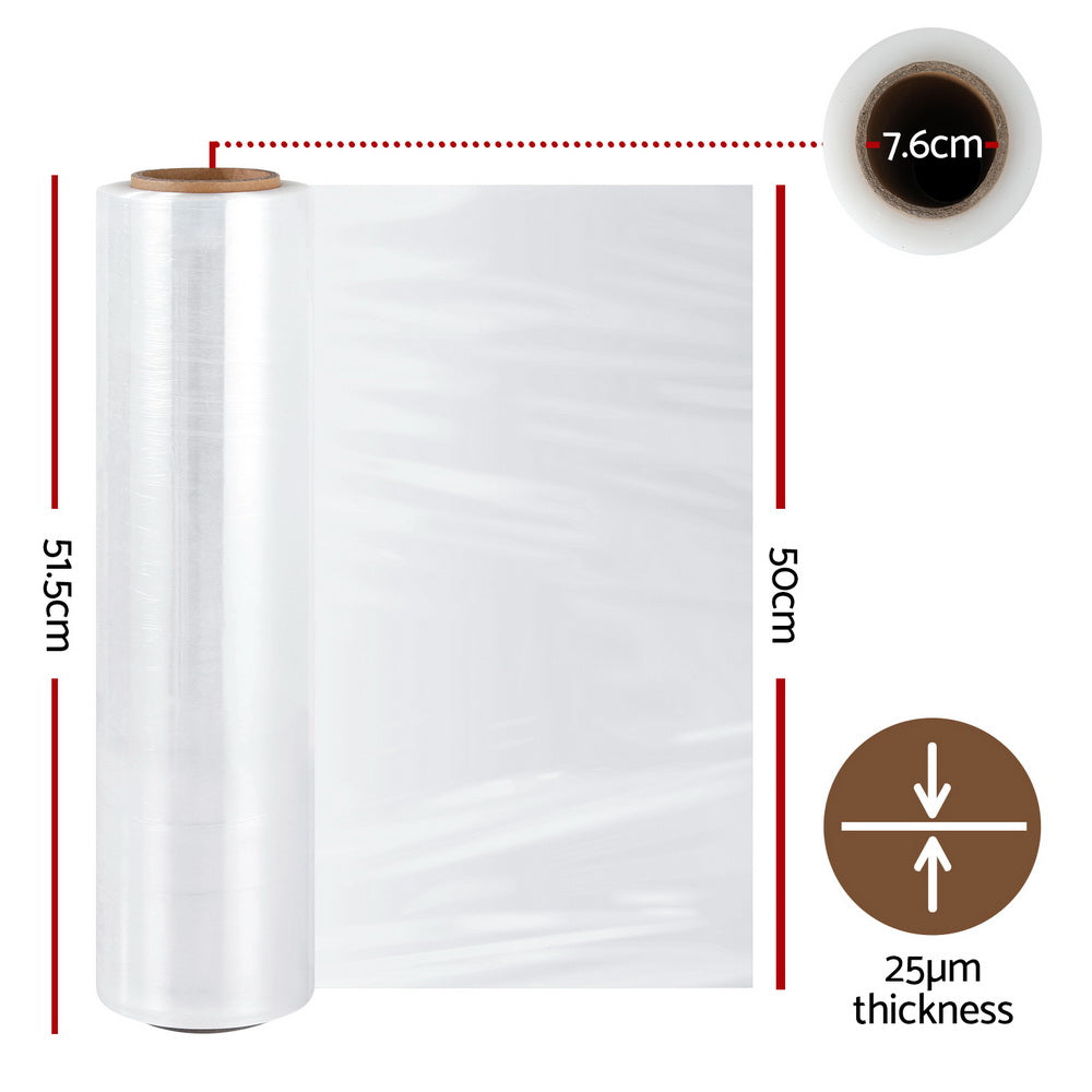 500mm x 400m Clear Stretch Film Pallet Shrink Wrap - 6 Rolls