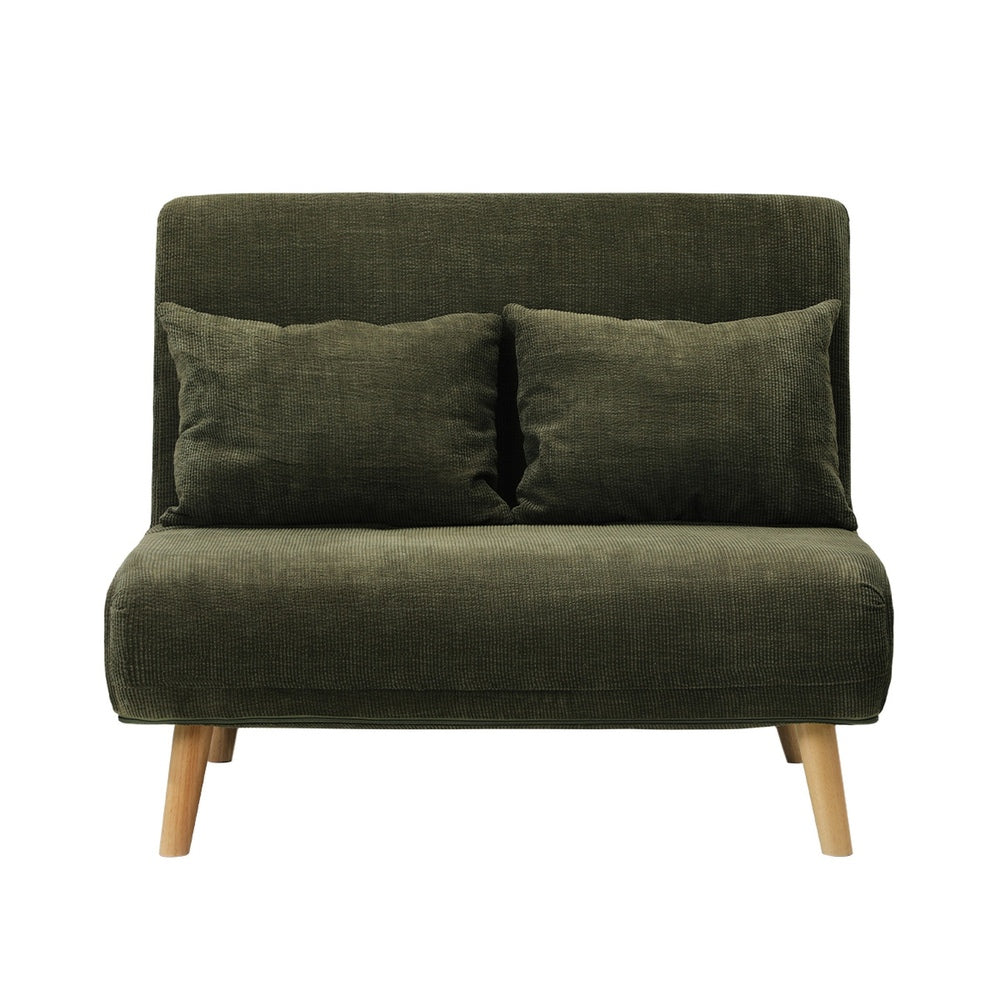 Lounge Sofa Bed Polyester Double Seat Green