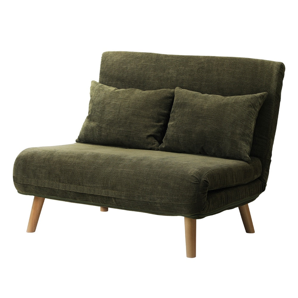 Lounge Sofa Bed Polyester Double Seat Green