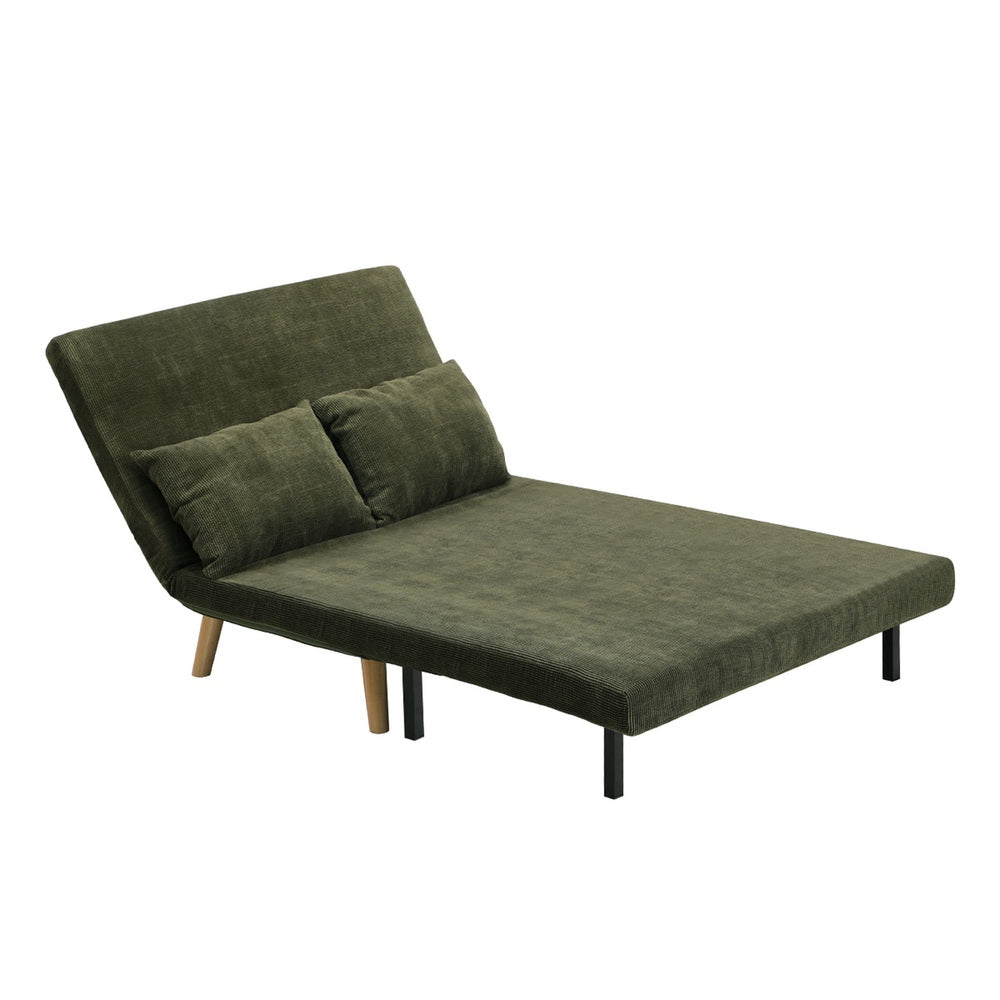 Lounge Sofa Bed Polyester Double Seat Green