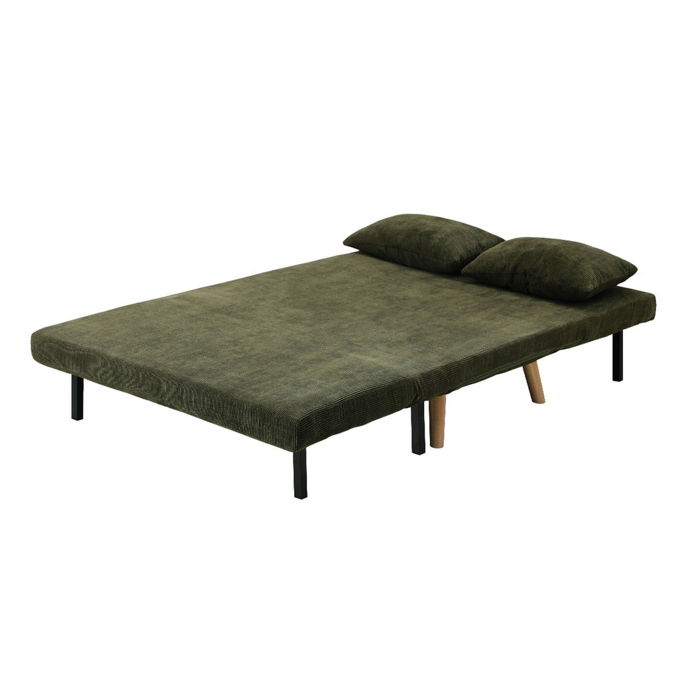 Lounge Sofa Bed Polyester Double Seat Green