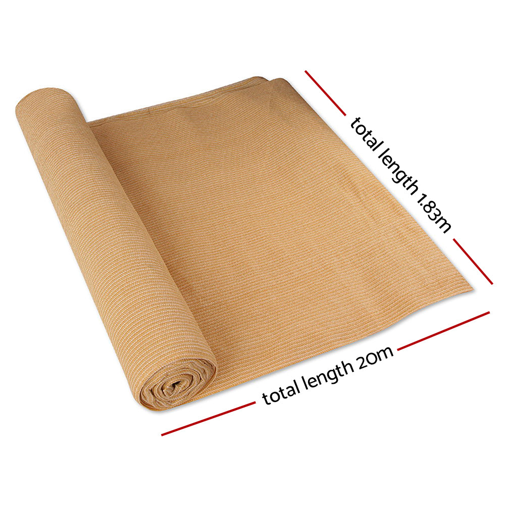 90% Shade Cloth 1.83X20M Shadecloth Sail Heavy Duty Beige