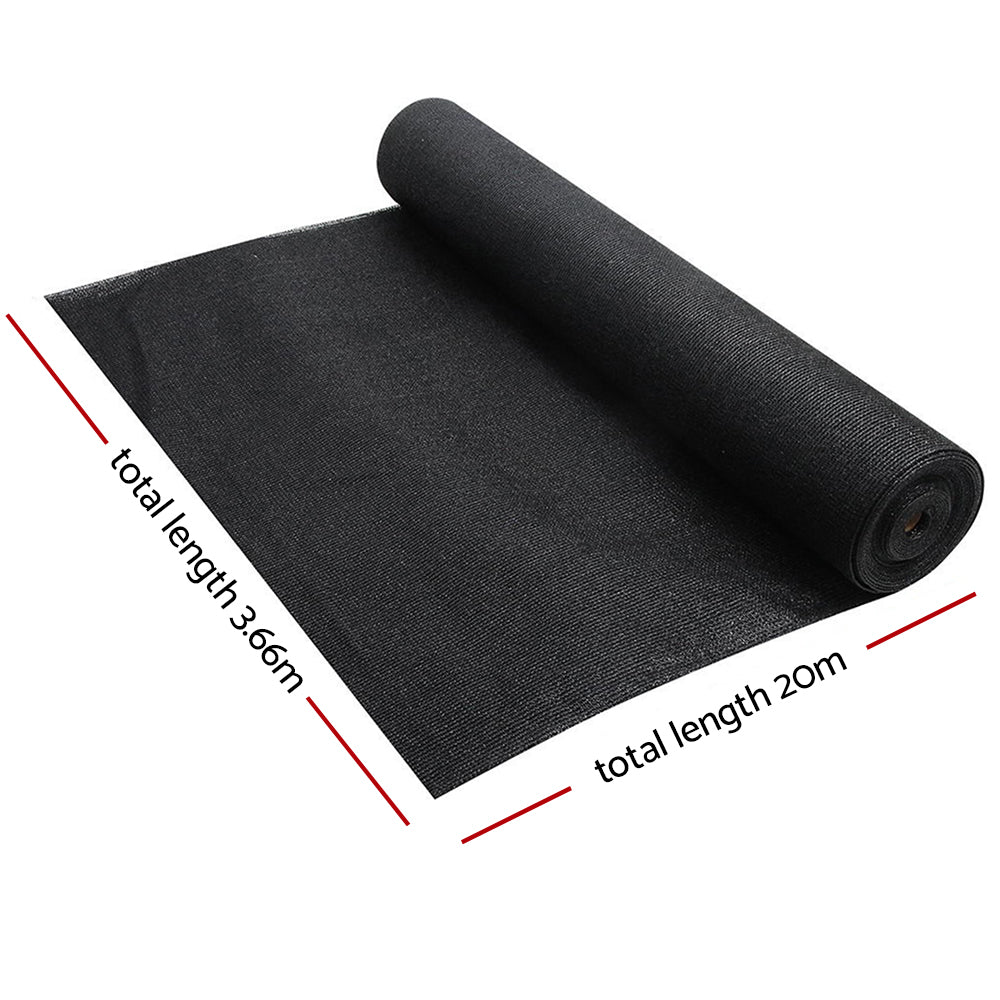 50% Shade Cloth 3.66x20m Shadecloth Sail Heavy Duty Black