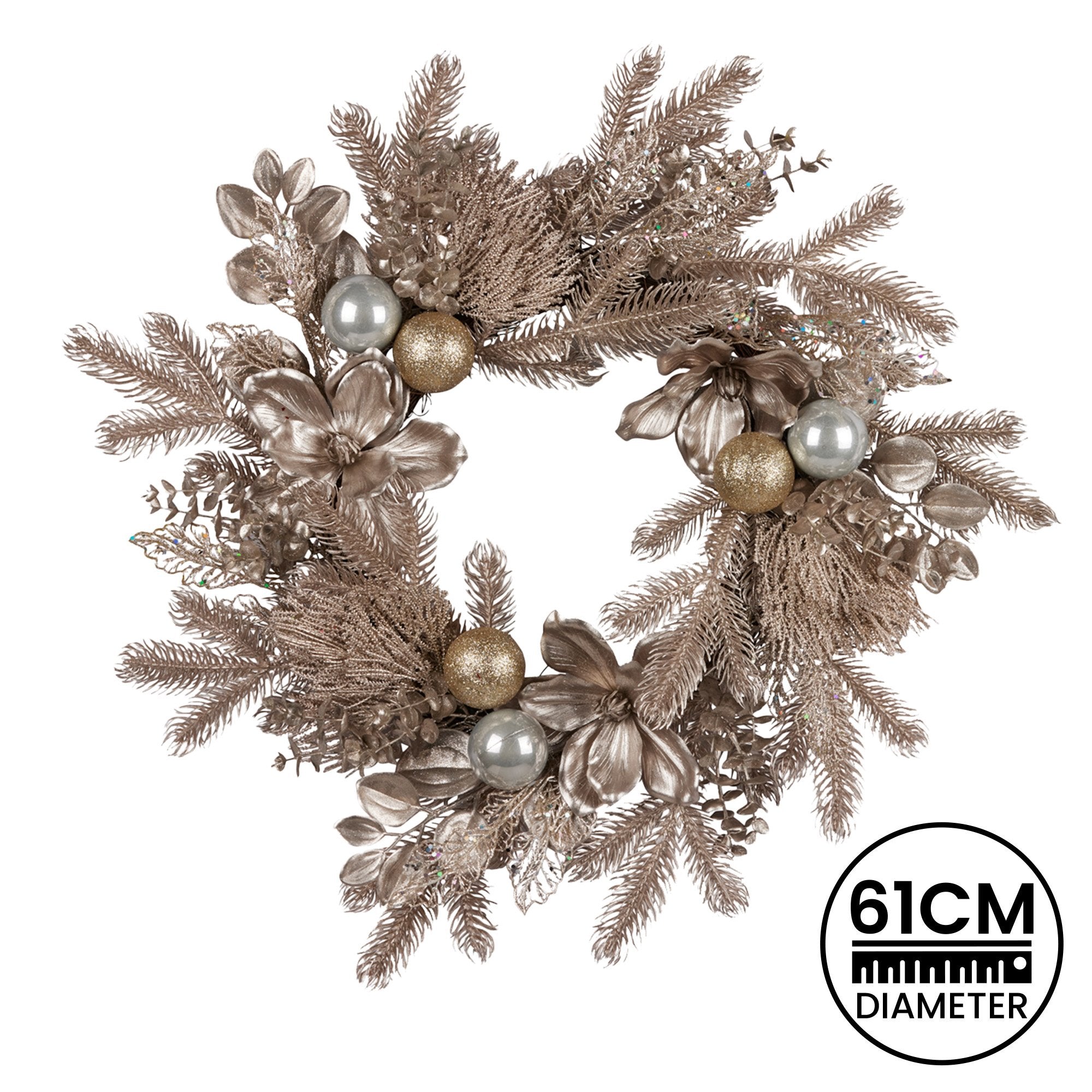 Champagne Glitter Christmas Wreath - 61cm