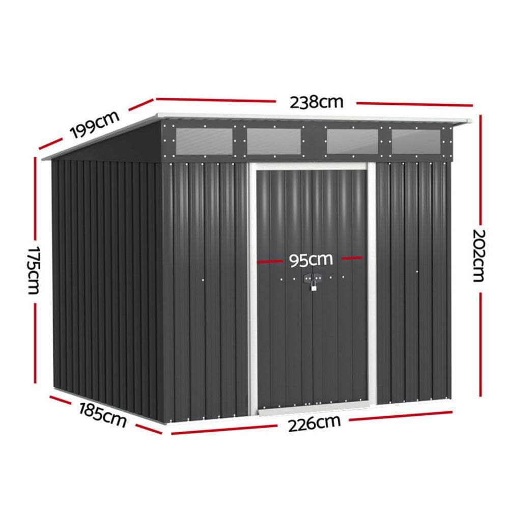 Garden Shed 2.38X1.99M Outdoor Storage Tool Workshop House Shelter