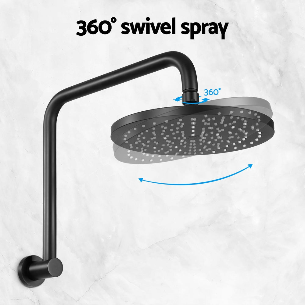 9'' Rain Shower Head Overhead High-pressure Swivel Black/Silver