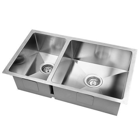 Kitchen Sink 71X45Cm Stainless Steel Basin Double Bowl Laundry Silver